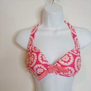 Boden Pink White Bikini Top Only US 6 Halter Strap